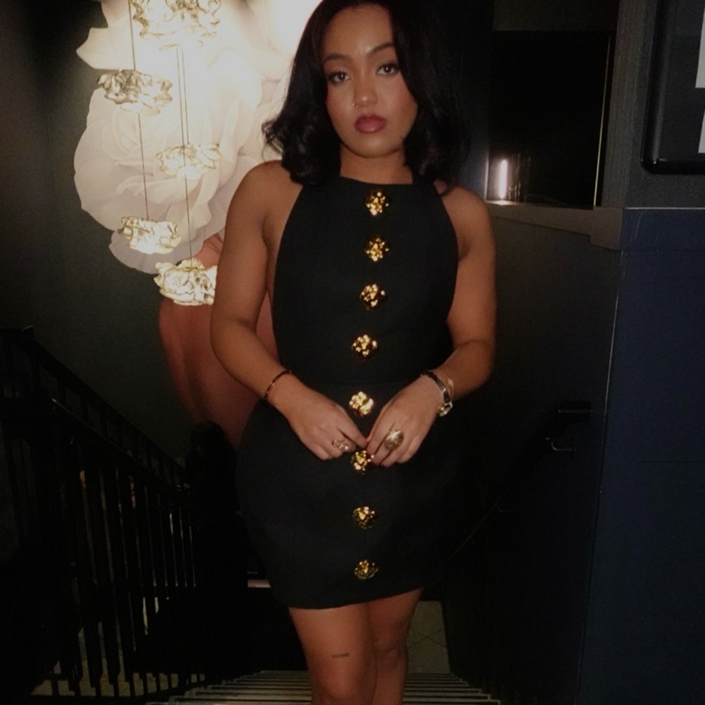 Chic Black Dress with Gold Accents